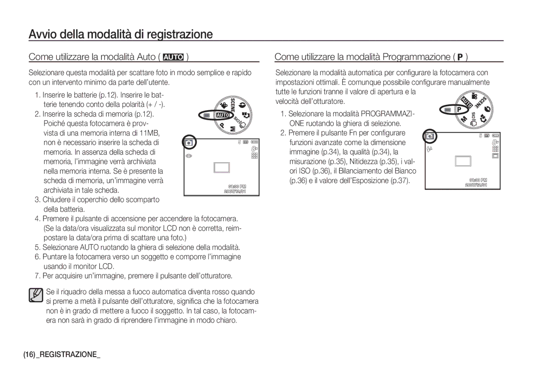 Samsung EC-S760ZSBA/E1 manual Avvio della modalità di registrazione, Come utilizzare la modalità Auto μ, Registrazione 