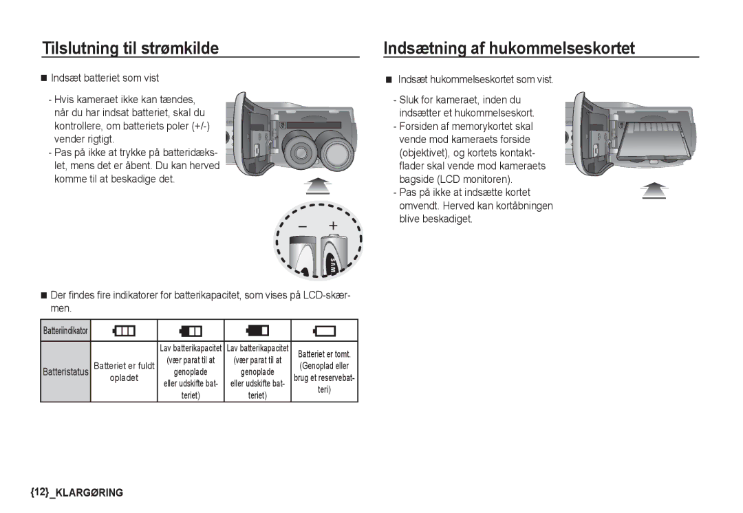 Samsung EC-S760ZPBA/E2, EC-S760ZPDA/E3, EC-S860ZSDA/E3 Indsætning af hukommelseskortet, Indsæt hukommelseskortet som vist 