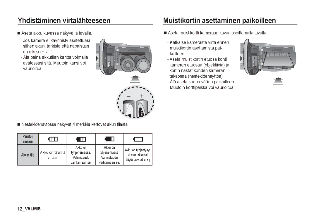 Samsung EC-S760ZPBA/E2, EC-S760ZPDA/E3, EC-S860ZSDA/E3, EC-S860ZPDA/E3, EC-S860ZBDA/E3 Muistikortin asettaminen paikoilleen 