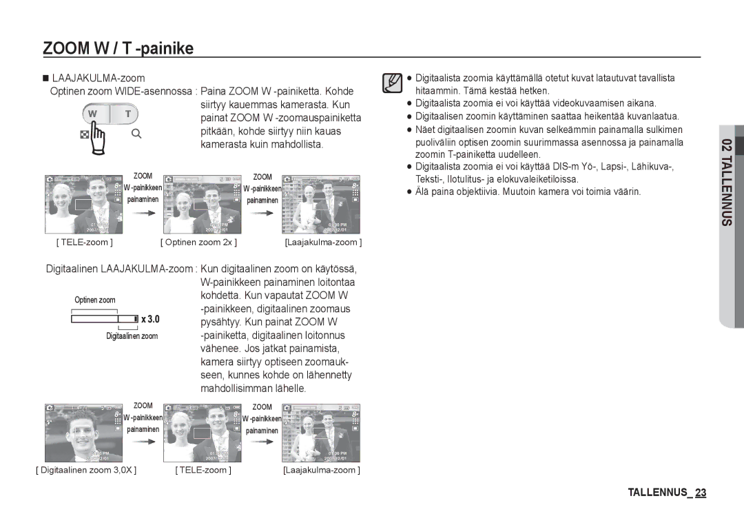 Samsung EC-S860ZSBA/E2, EC-S760ZPDA/E3, EC-S860ZSDA/E3, EC-S860ZPDA/E3, EC-S860ZBDA/E3, EC-S760ZUDA/E3 manual LAAJAKULMA-zoom 