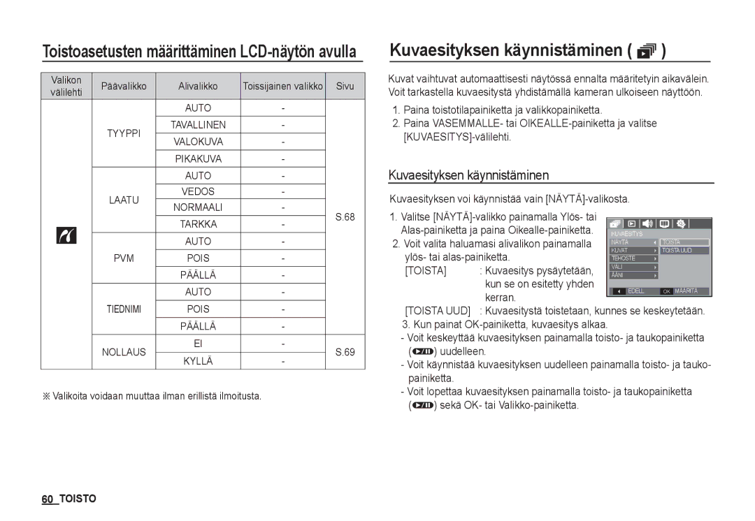 Samsung EC-S860ZUDA/E3 manual Kuvaesityksen käynnistäminen ❸, Kuvaesityksen voi käynnistää vain NÄYTÄ-valikosta, Kerran 