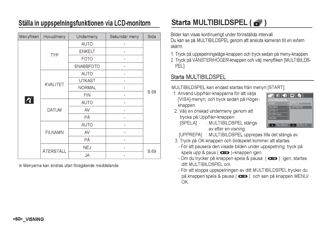 Samsung EC-S860ZUDA/E3, EC-S760ZPDA/E3, EC-S860ZSDA/E3, EC-S860ZPDA/E3, EC-S860ZBDA/E3, EC-S760ZUDA/E3 Starta Multibildspel ❸ 