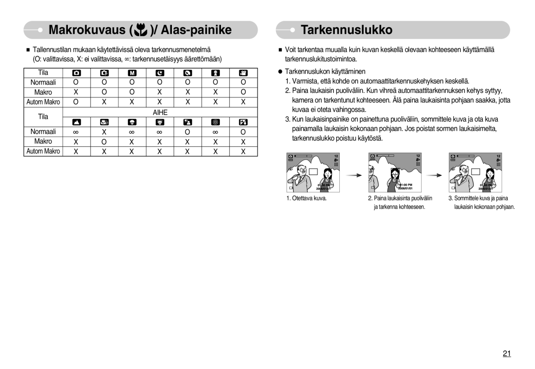 Samsung EC-S800ZBBA/E2 manual Tarkennuslukko, Aihe 