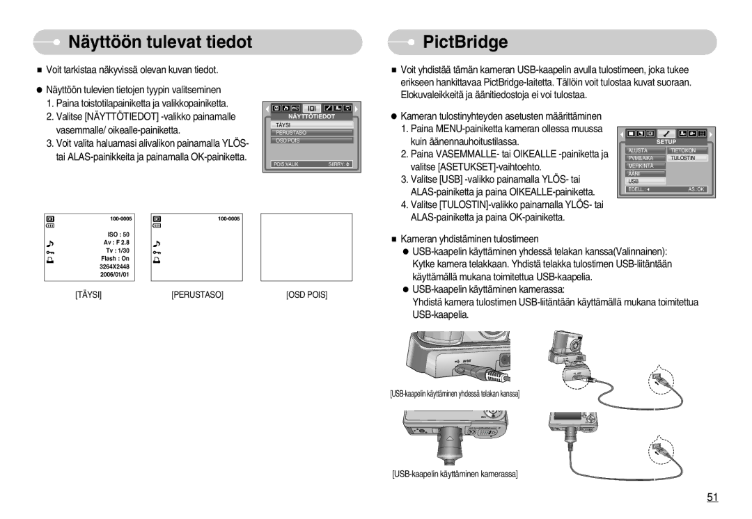 Samsung EC-S800ZBBA/E2 manual Näyttöön tulevat tiedot, PictBridge 