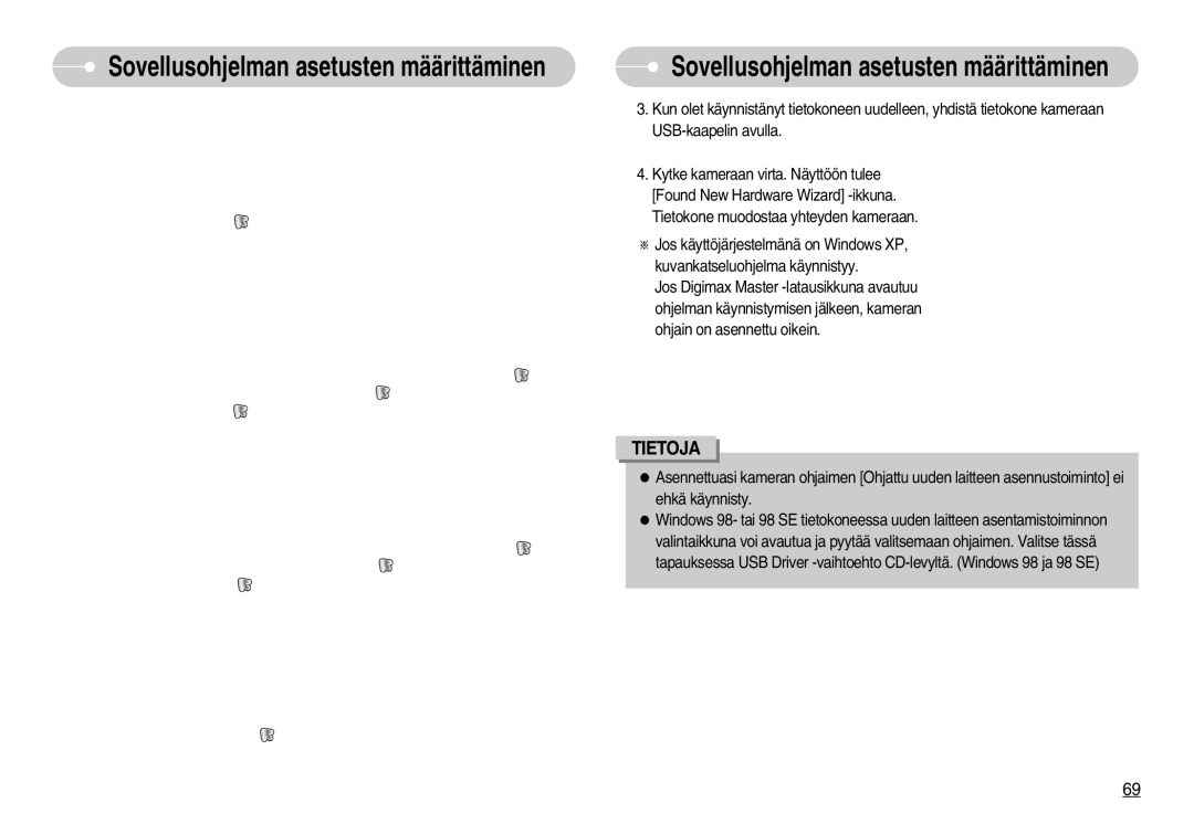 Samsung EC-S800ZBBA/E2 manual Sovellusohjelman asetusten määrittäminen 