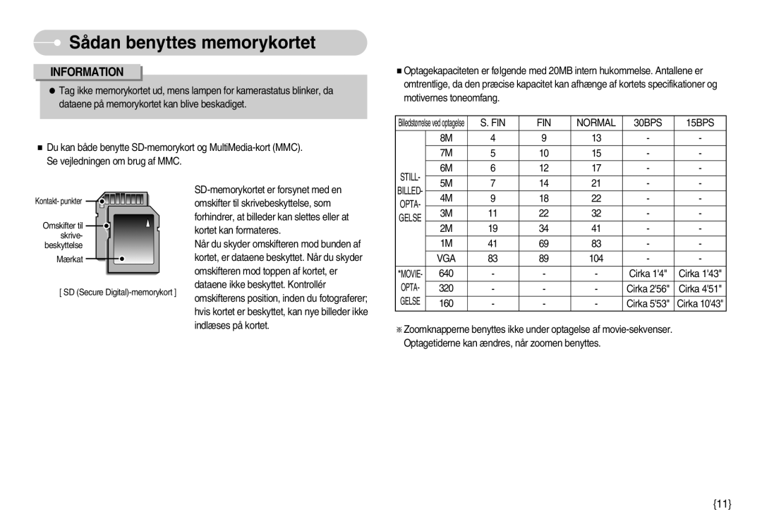 Samsung EC-S800ZBBA/E2 manual FIN Normal 30BPS 15BPS, Vga 