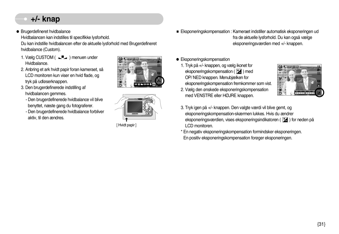 Samsung EC-S800ZBBA/E2 manual Hvidt papir 