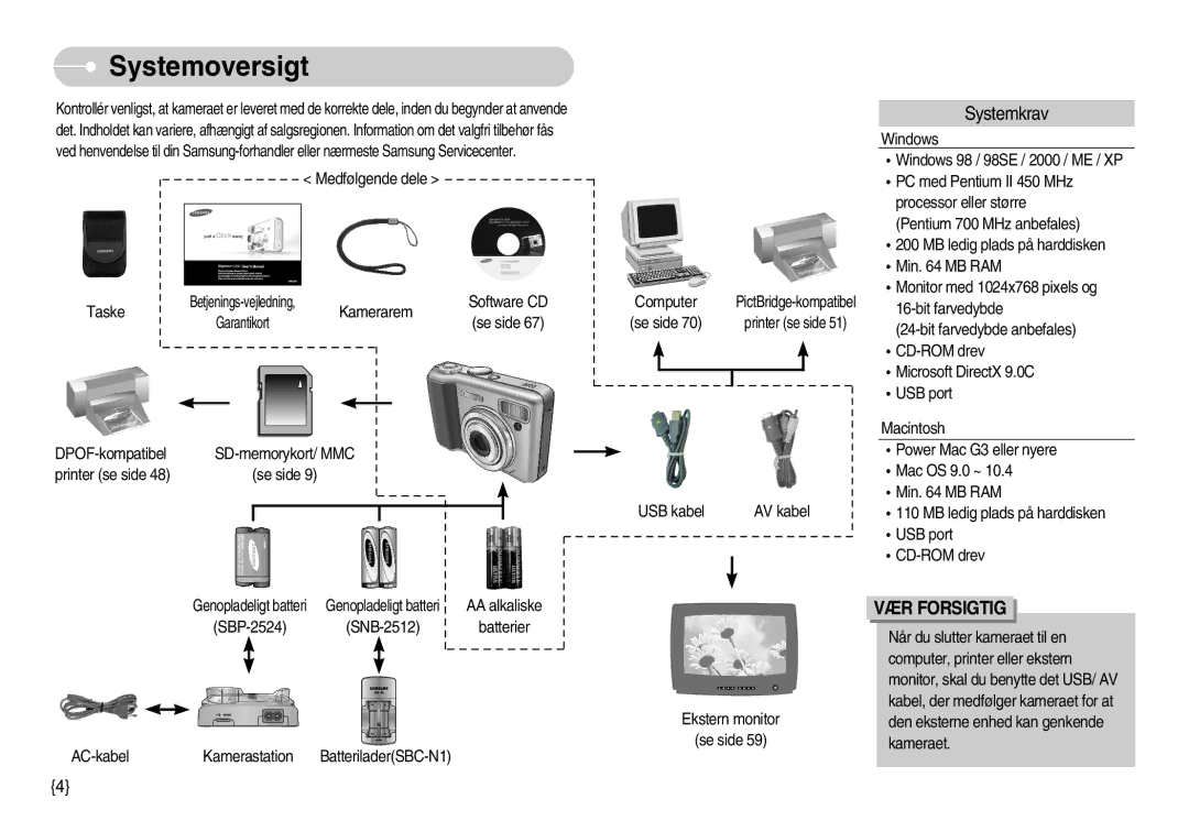 Samsung EC-S800ZBBA/E2 manual Systemoversigt, Systemkrav 