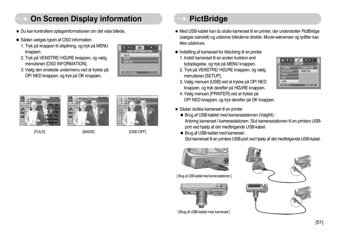 Samsung EC-S800ZBBA/E2 manual On Screen Display information, PictBridge 