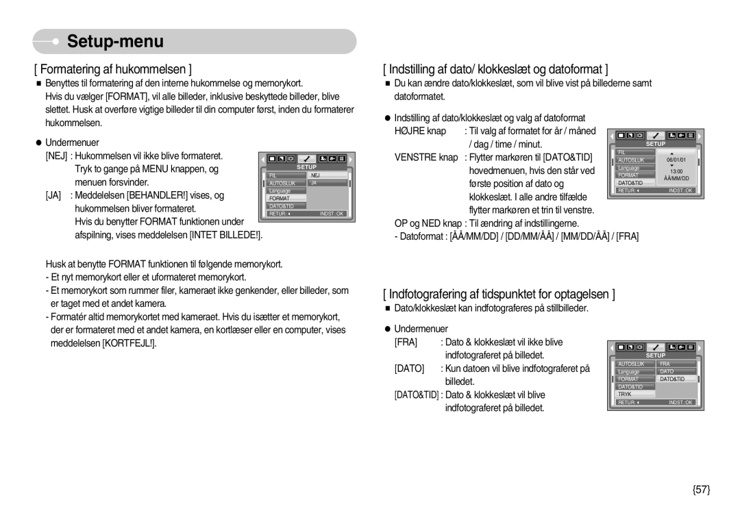 Samsung EC-S800ZBBA/E2 manual Formatering af hukommelsen 