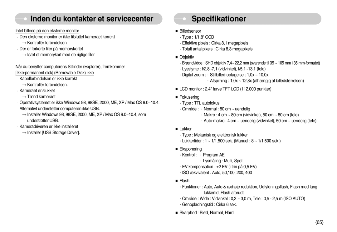 Samsung EC-S800ZBBA/E2 manual Specifikationer 