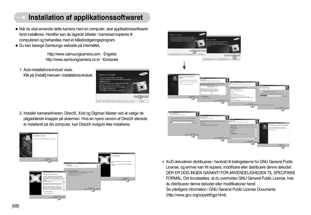 Samsung EC-S800ZBBA/E2 manual Installation af applikationssoftwaret 