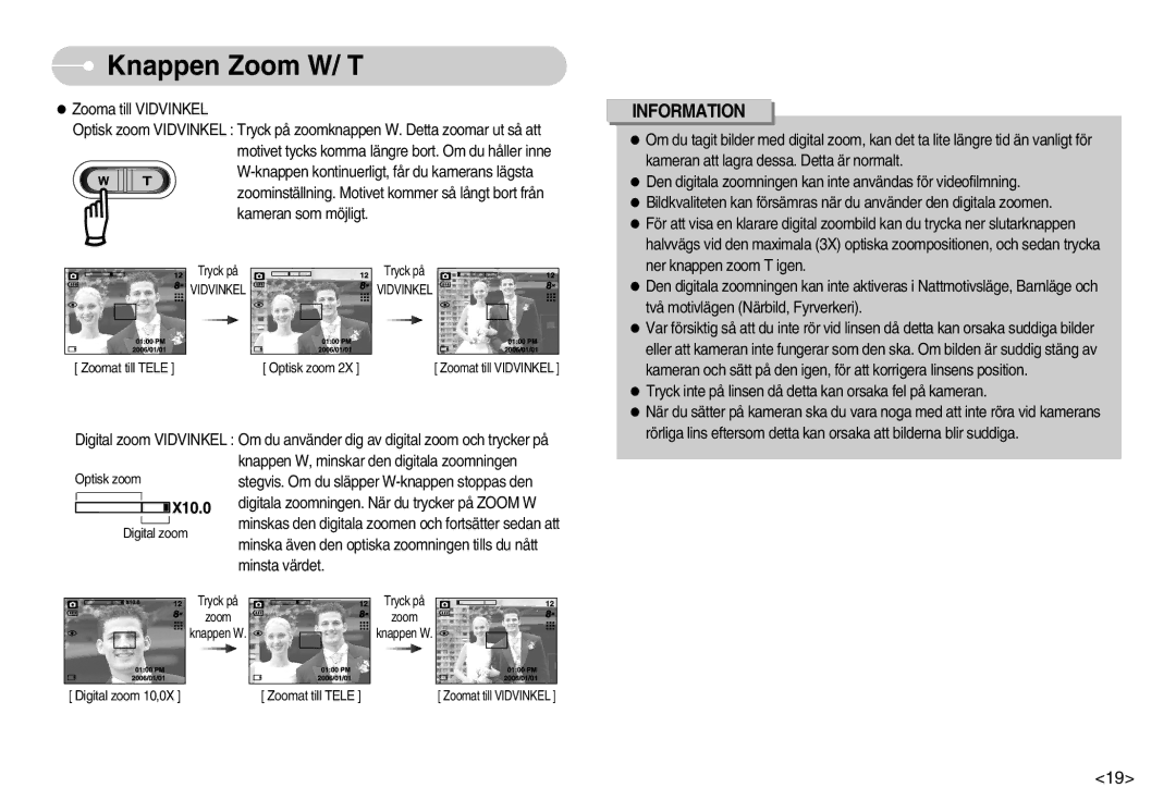 Samsung EC-S800ZBBA/E2 manual Zoomat till Tele Optisk zoom 