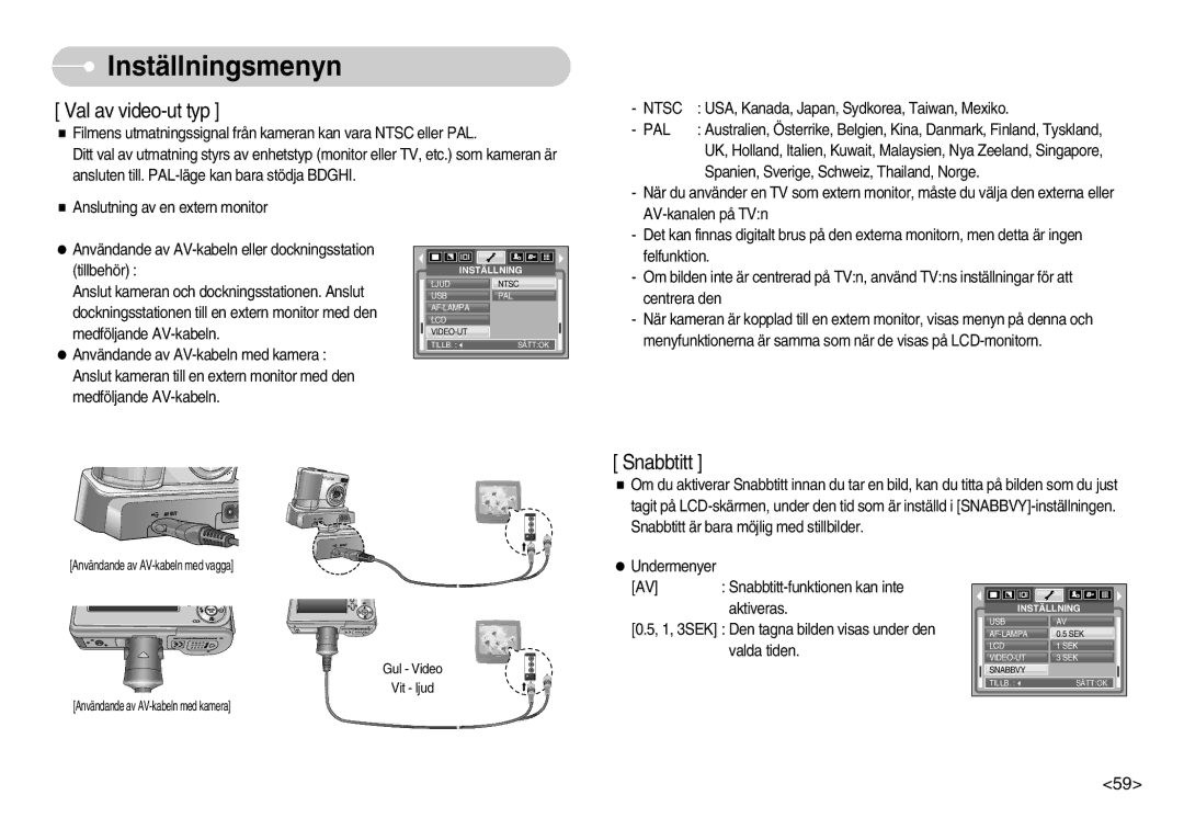 Samsung EC-S800ZBBA/E2 manual Val av video-ut typ 