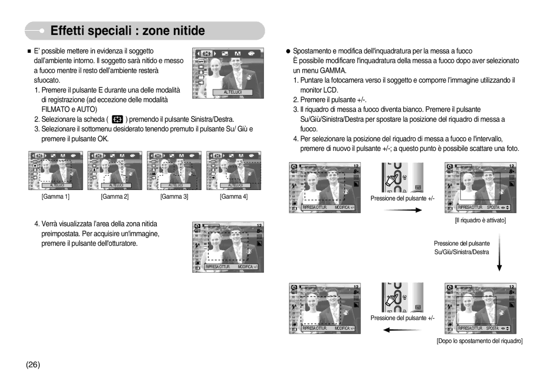 Samsung EC-S800ZBBA/E1, EC-S800ZSBA/E1 manual Effetti speciali zone nitide 