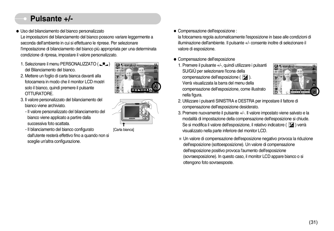 Samsung EC-S800ZSBA/E1, EC-S800ZBBA/E1 manual Otturatore 