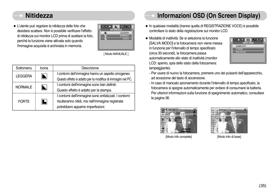 Samsung EC-S800ZSBA/E1, EC-S800ZBBA/E1 manual Nitidezza, Leggera 