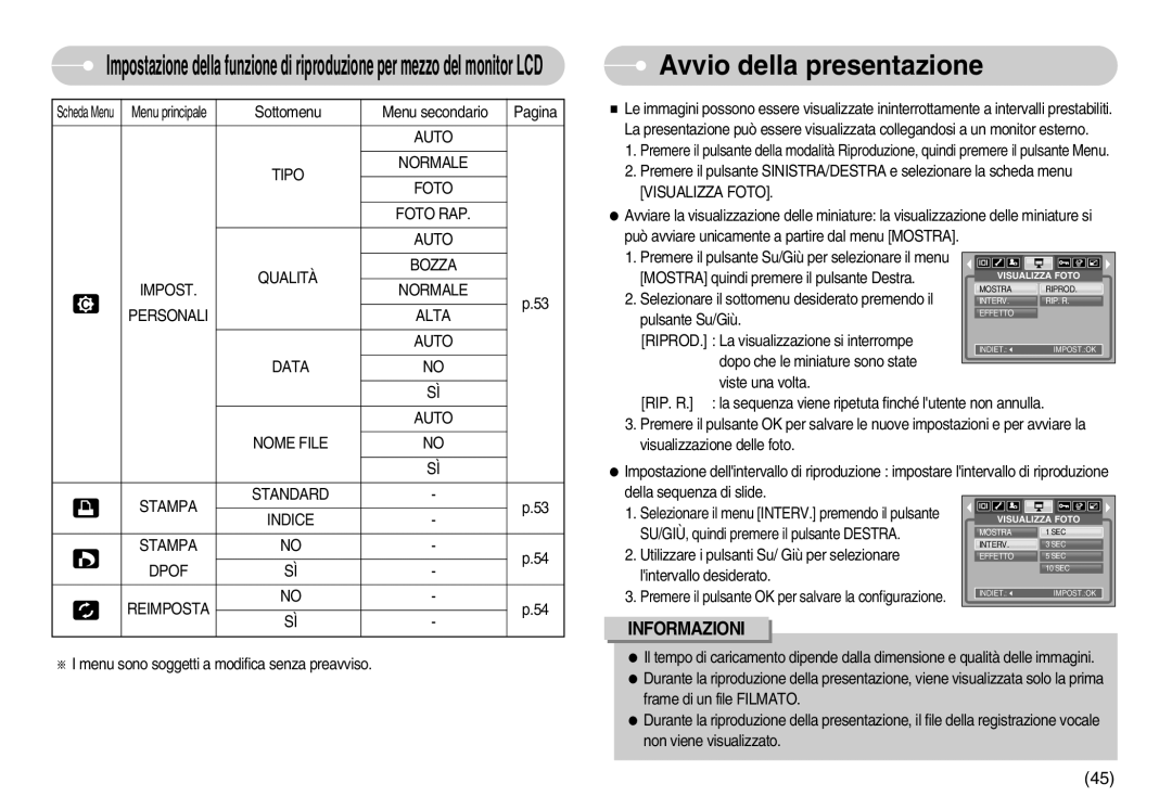 Samsung EC-S800ZSBA/E1, EC-S800ZBBA/E1 manual Avvio della presentazione, Visualizza Foto 