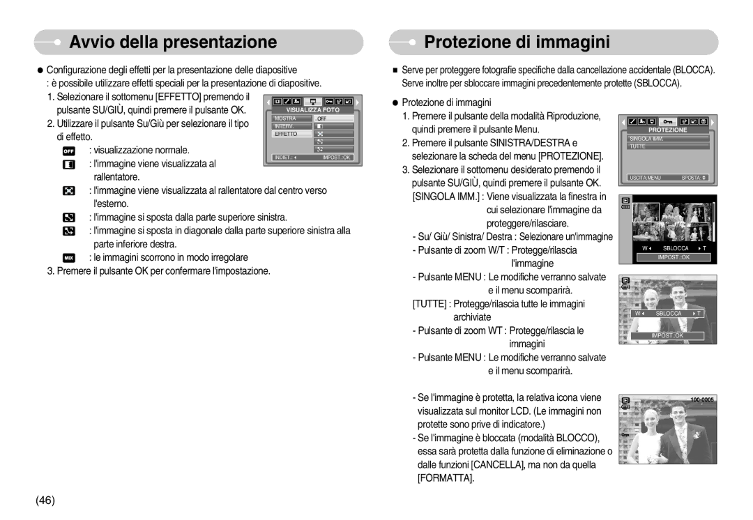 Samsung EC-S800ZBBA/E1, EC-S800ZSBA/E1 manual Protezione di immagini 