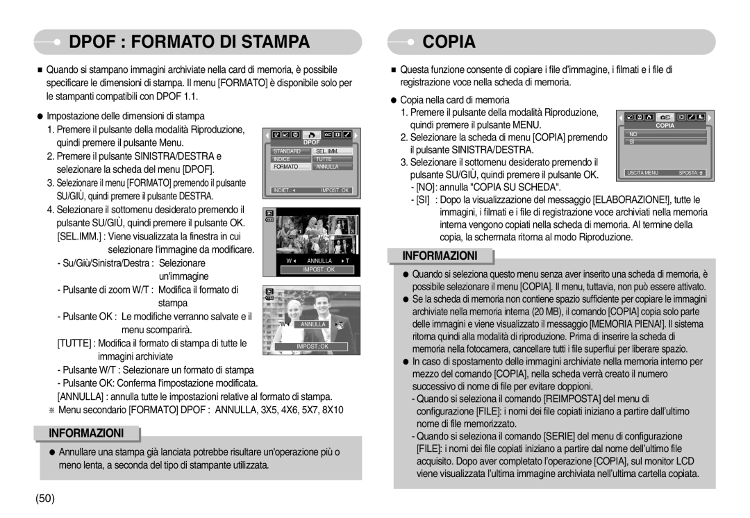 Samsung EC-S800ZBBA/E1, EC-S800ZSBA/E1 manual Dpof Formato DI Stampa 