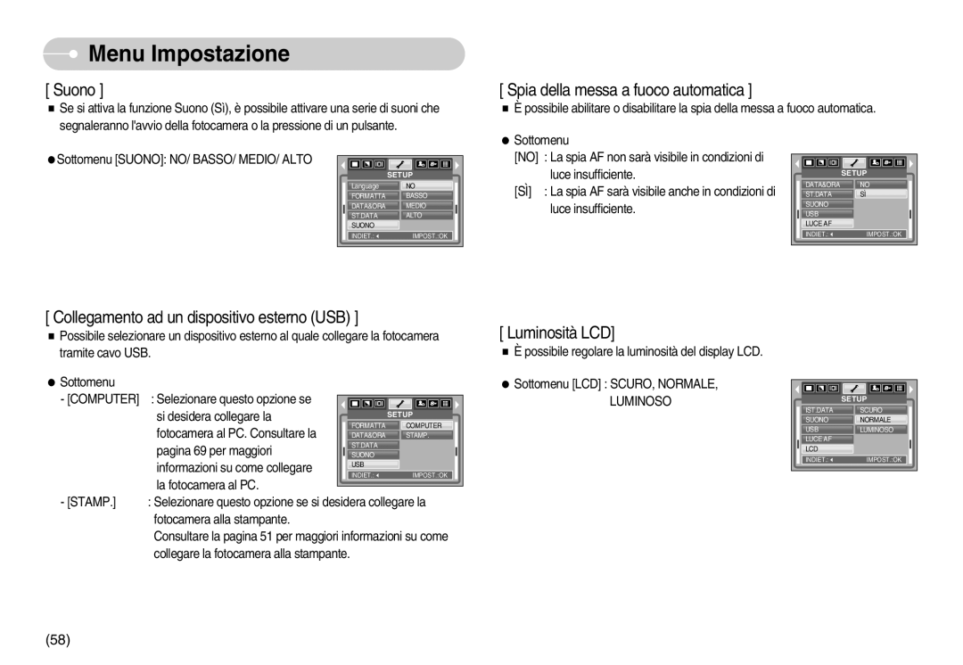 Samsung EC-S800ZBBA/E1, EC-S800ZSBA/E1 manual Suono 