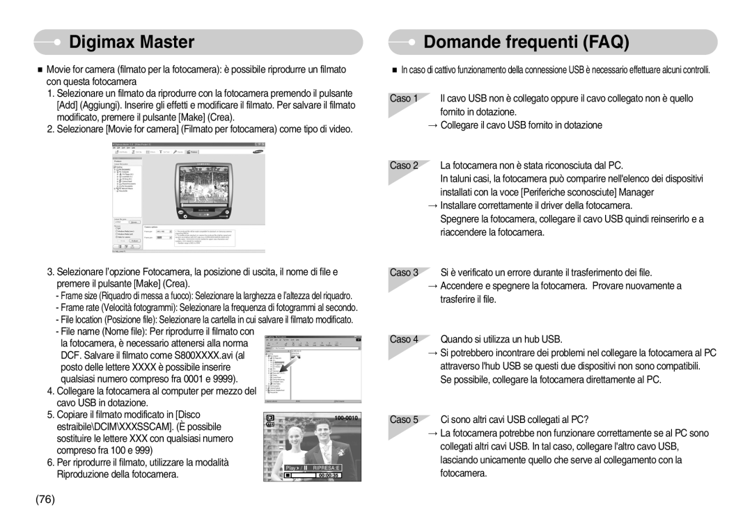 Samsung EC-S800ZBBA/E1, EC-S800ZSBA/E1 manual Domande frequenti FAQ 