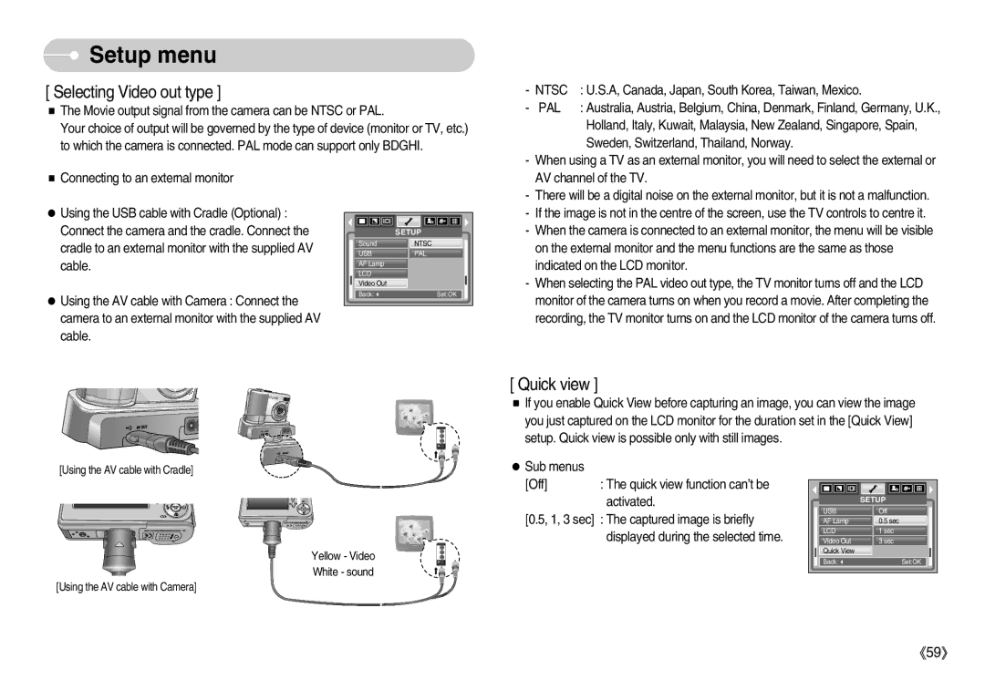 Samsung DIGIMAX-S800S, EC-S800ZSBA/FR, EC-S800ZSBA/E1, EC-S800ZBBB/FR, EC-S800ZBBA/E1 manual Selecting Video out type, Ntsc 