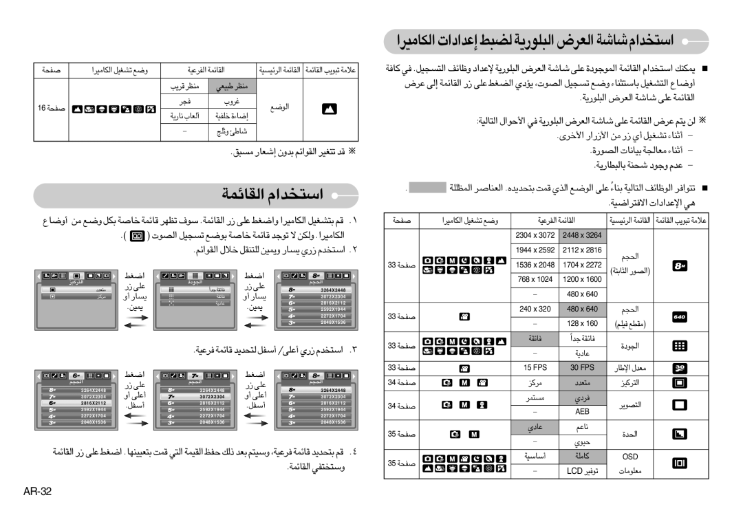 Samsung EC-S800ZBBA/FR, EC-S800ZSBA/FR, EC-S800ZSBA/E1 «∞IUzLW «ß∑ªb«Â, «∞JU±Od«≈´b«œ«‹∞C∂j«∞∂Ku¸¥W«∞Fd÷UW«ß∑ªb«Â, AR-32 