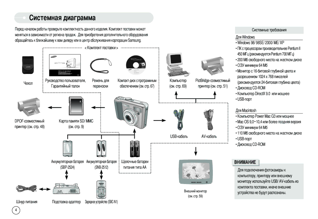 Samsung EC-S800ZBBB/DE, EC-S800ZSBA/FR manual Переноски, См. стр, DPOF-совместимый Принтер см. стр, USB-кабель AV-кабель 