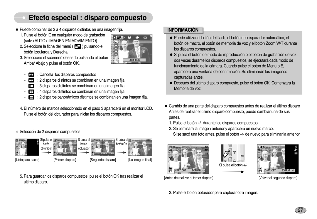 Samsung EC-S830ZBBA/E1, EC-S830ZSBA/E1, EC-S830ZSKA/BR manual Efecto especial disparo compuesto 