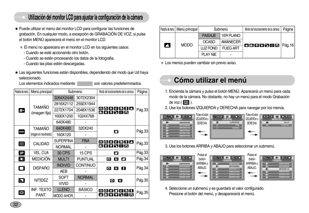 Samsung EC-S830ZSBA/E1, EC-S830ZBBA/E1, EC-S830ZSKA/BR manual Cómo utilizar el menú 