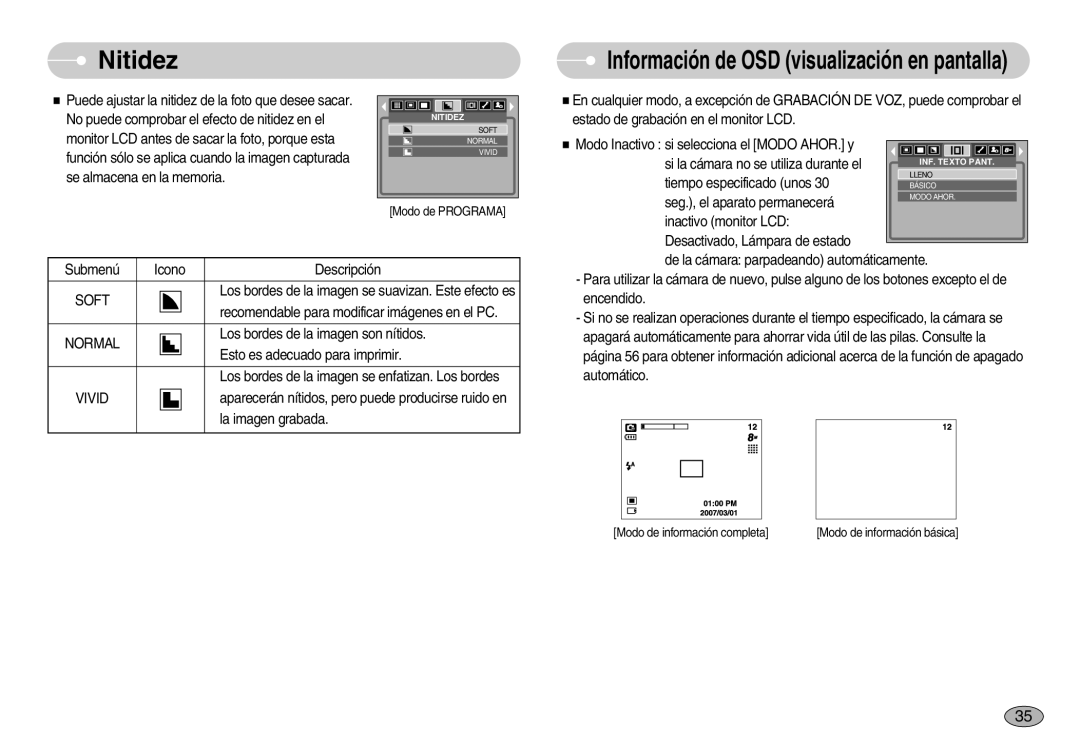 Samsung EC-S830ZSBA/E1, EC-S830ZBBA/E1, EC-S830ZSKA/BR manual Nitidez, Soft 