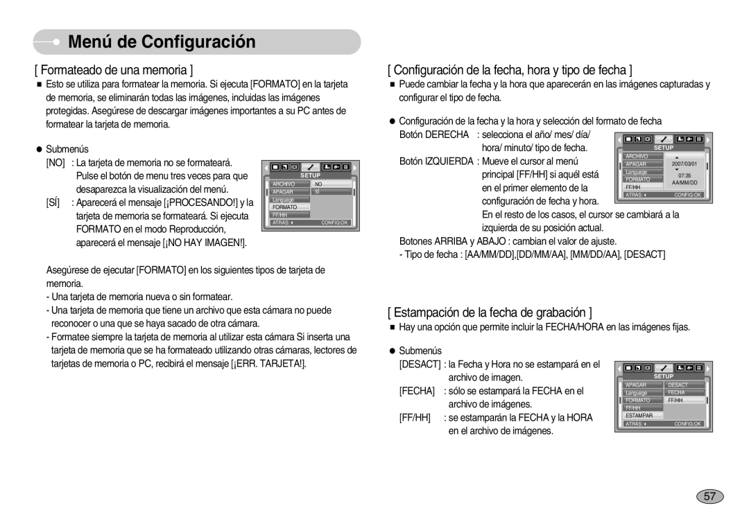 Samsung EC-S830ZBBA/E1, EC-S830ZSBA/E1, EC-S830ZSKA/BR manual Formateado de una memoria 