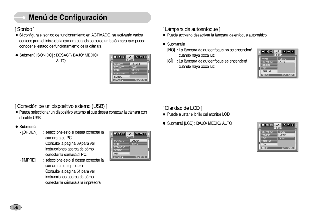 Samsung EC-S830ZSKA/BR, EC-S830ZSBA/E1, EC-S830ZBBA/E1 manual Sonido, Impre 