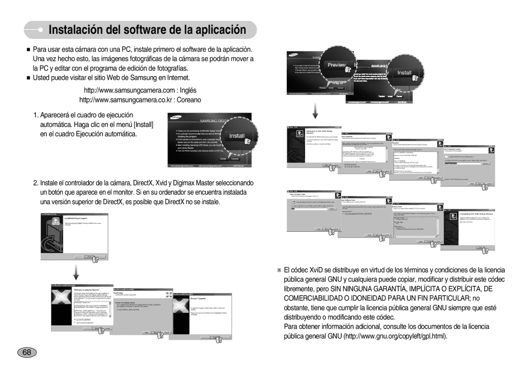 Samsung EC-S830ZSBA/E1, EC-S830ZBBA/E1, EC-S830ZSKA/BR manual Instalación del software de la aplicación 