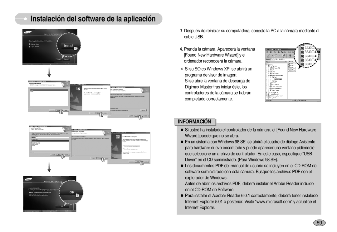 Samsung EC-S830ZBBA/E1, EC-S830ZSBA/E1, EC-S830ZSKA/BR manual Instalación del software de la aplicación 