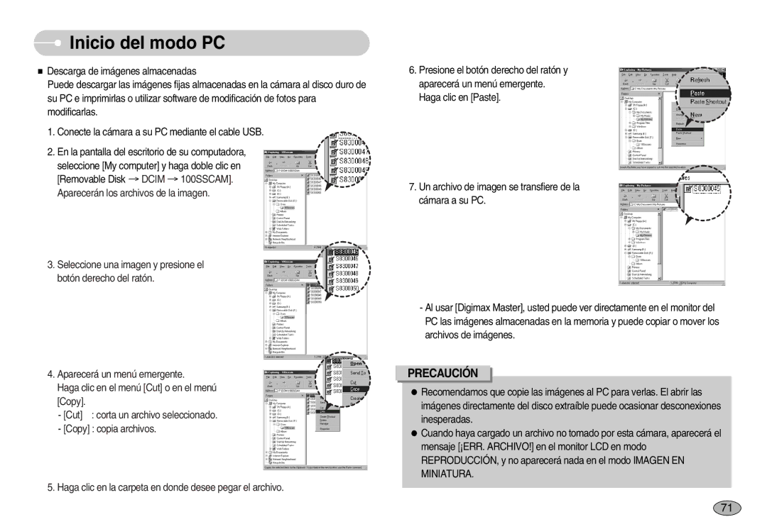 Samsung EC-S830ZSBA/E1, EC-S830ZBBA/E1, EC-S830ZSKA/BR manual Precaución 