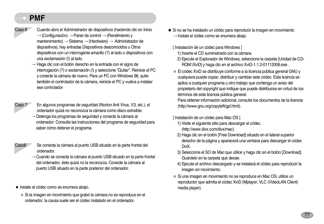 Samsung EC-S830ZSBA/E1, EC-S830ZBBA/E1, EC-S830ZSKA/BR manual Pmf 