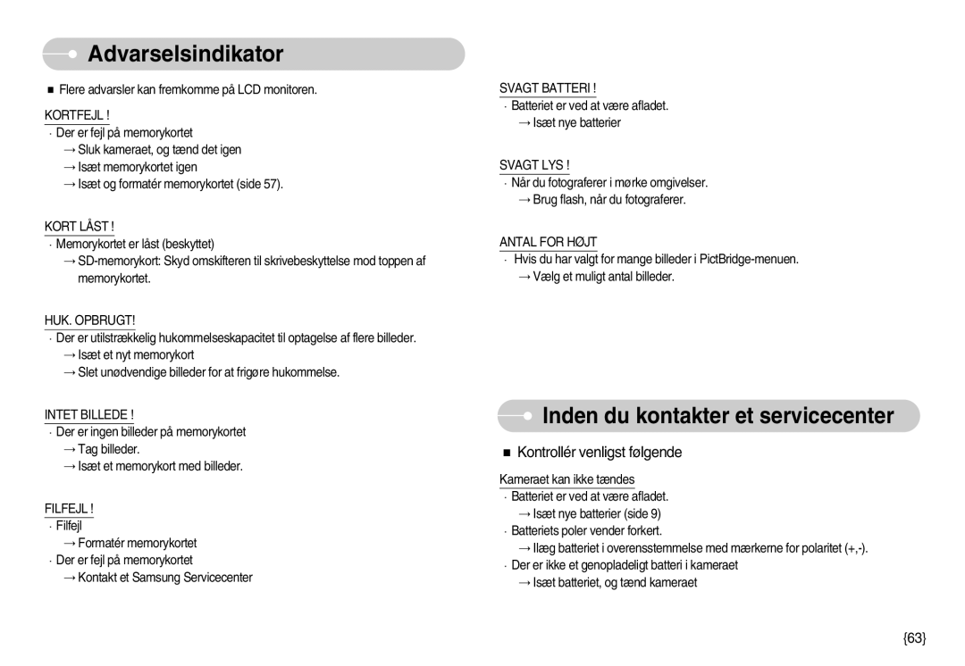 Samsung EC-S830ZSBC/E2, EC-S830ZSBB/E2, EC-S830ZBBA/FI, EC-S830ZSDB/DE, EC-S830ZSBA/FI Inden du kontakter et servicecenter 