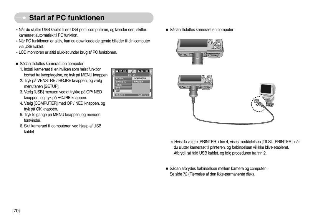 Samsung EC-S830ZBBC/E2, EC-S830ZSBB/E2, EC-S830ZBBA/FI, EC-S830ZSDB/DE, EC-S830ZSBA/FI, EC-S830ZSBC/E2 Start af PC funktionen 