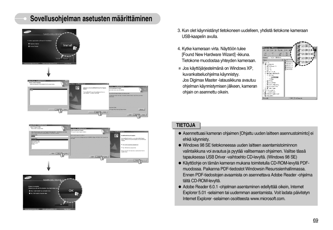 Samsung EC-S830ZSBC/E2, EC-S830ZSBB/E2, EC-S830ZBBA/FI, EC-S830ZSDB/DE manual Sovellusohjelman asetusten määrittäminen 