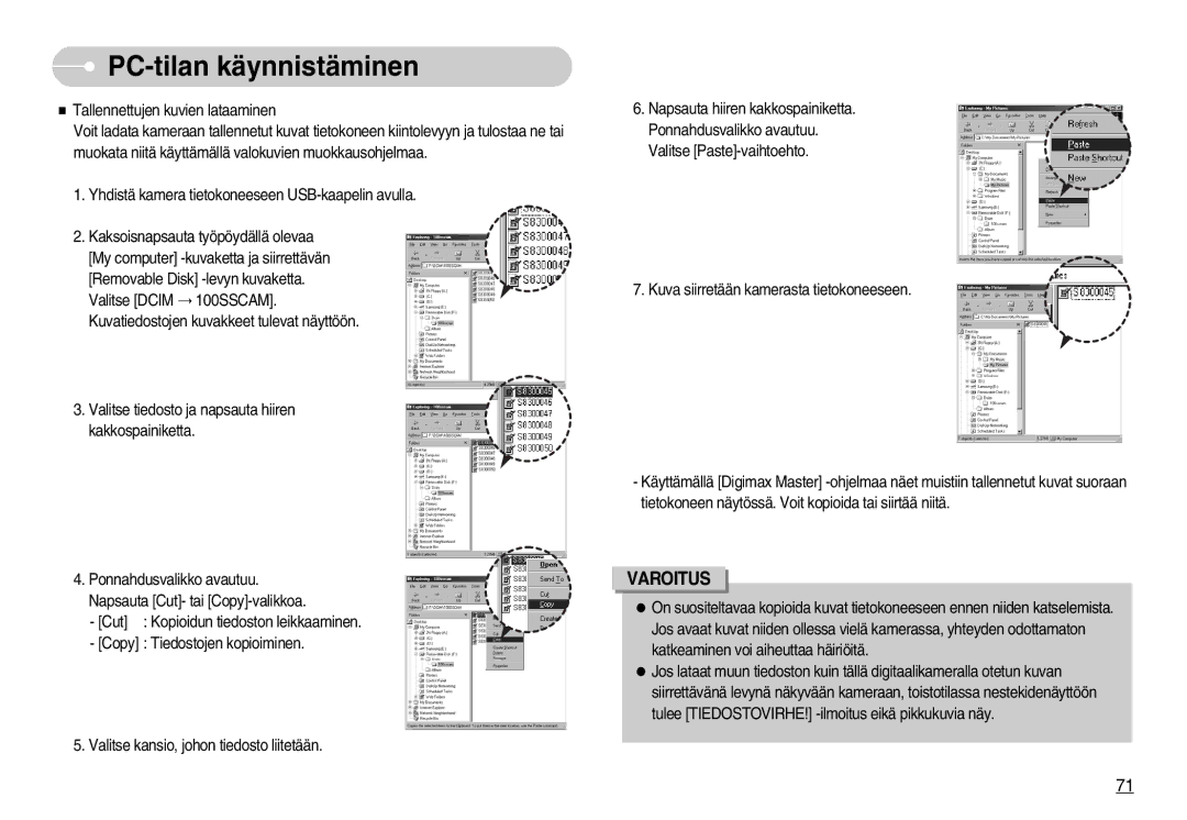 Samsung EC-S830ZSBB/E2, EC-S830ZBBA/FI, EC-S830ZSDB/DE, EC-S830ZSBA/FI, EC-S830ZSBC/E2, EC-S830ZBBC/E2 manual Varoitus 