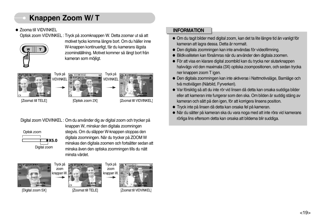 Samsung EC-S830ZSDB/DE, EC-S830ZSBB/E2, EC-S830ZBBA/FI, EC-S830ZSBA/FI, EC-S830ZSBC/E2 manual Zoomat till Tele Optisk zoom 