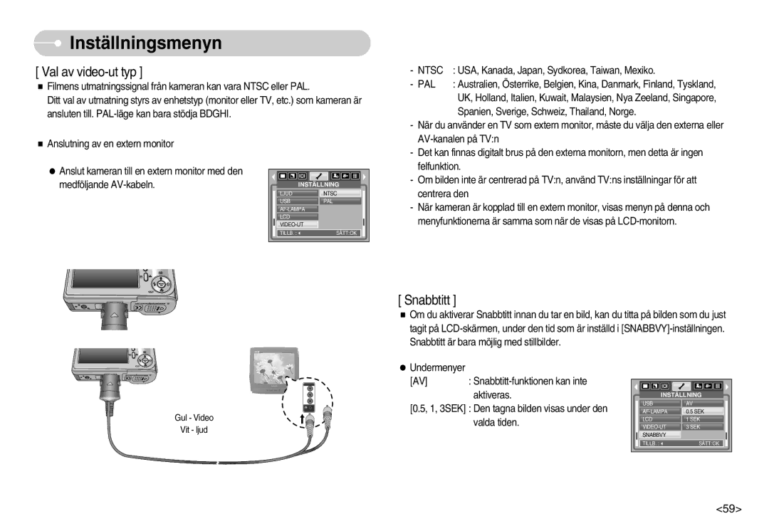 Samsung EC-S830ZSBB/E2, EC-S830ZBBA/FI, EC-S830ZSDB/DE, EC-S830ZSBA/FI, EC-S830ZSBC/E2, EC-S830ZBBC/E2 Val av video-ut typ 