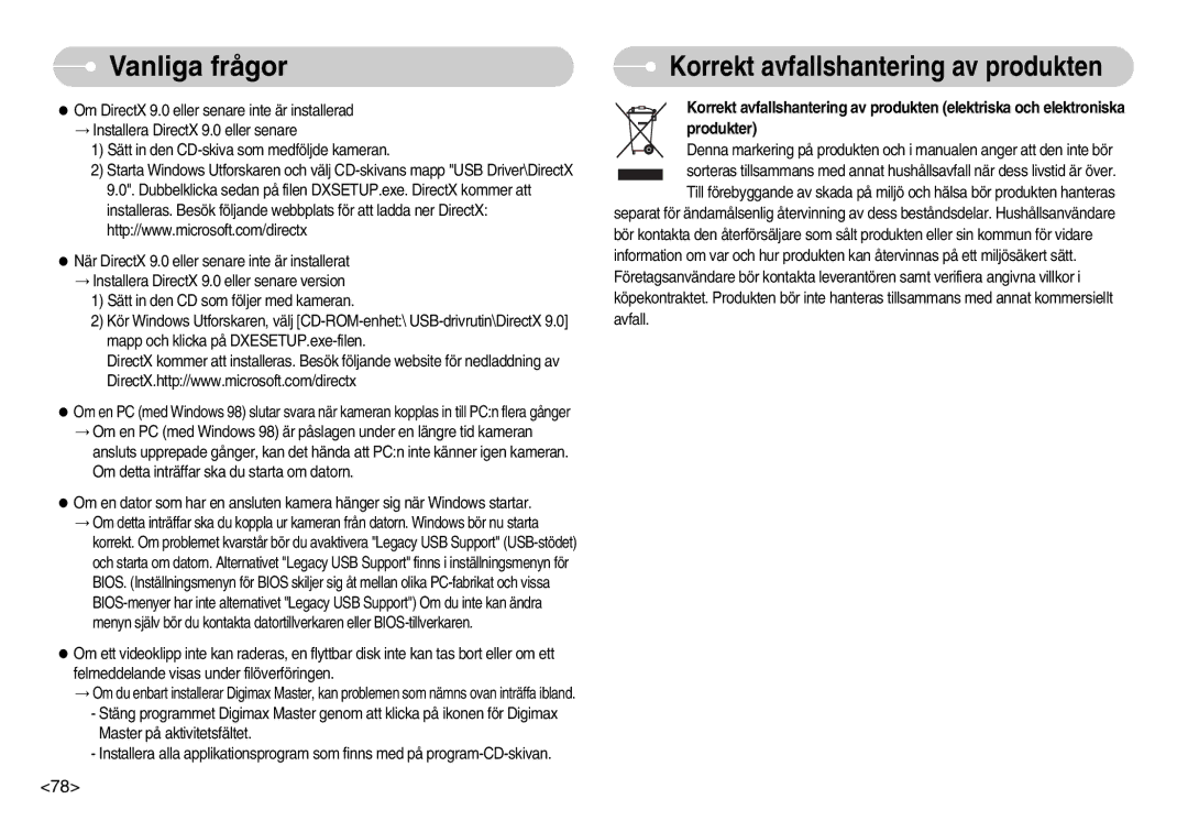 Samsung EC-S830ZBBA/FI, EC-S830ZSBB/E2, EC-S830ZSDB/DE, EC-S830ZSBA/FI, EC-S830ZSBC/E2 Korrekt avfallshantering av produkten 