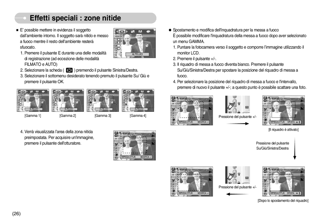 Samsung EC-S830ZSBB/E2, EC-S830ZSBA/E1, EC-S830ZSDB/DE, STW-S830S, EC-S830ZBBA/E1, EC-S830ZSBB/IT Effetti speciali zone nitide 