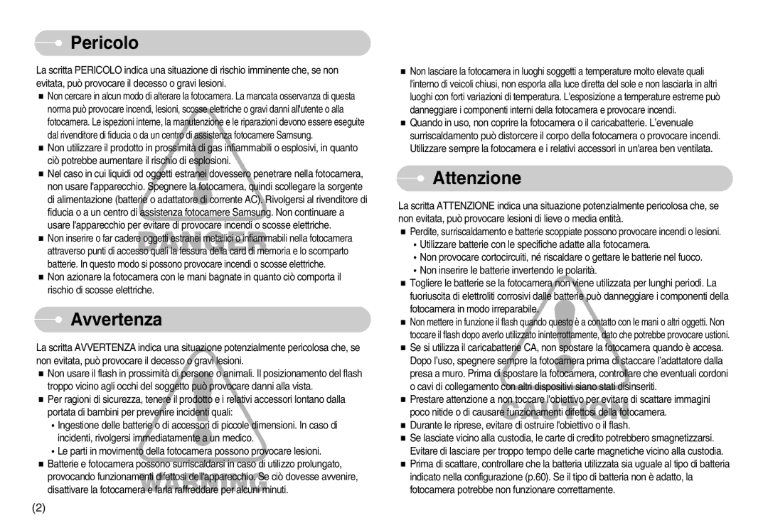 Samsung STW-S830S, EC-S830ZSBB/E2, EC-S830ZSBA/E1, EC-S830ZSDB/DE, EC-S830ZBBA/E1 manual Pericolo, Avvertenza, Attenzione 