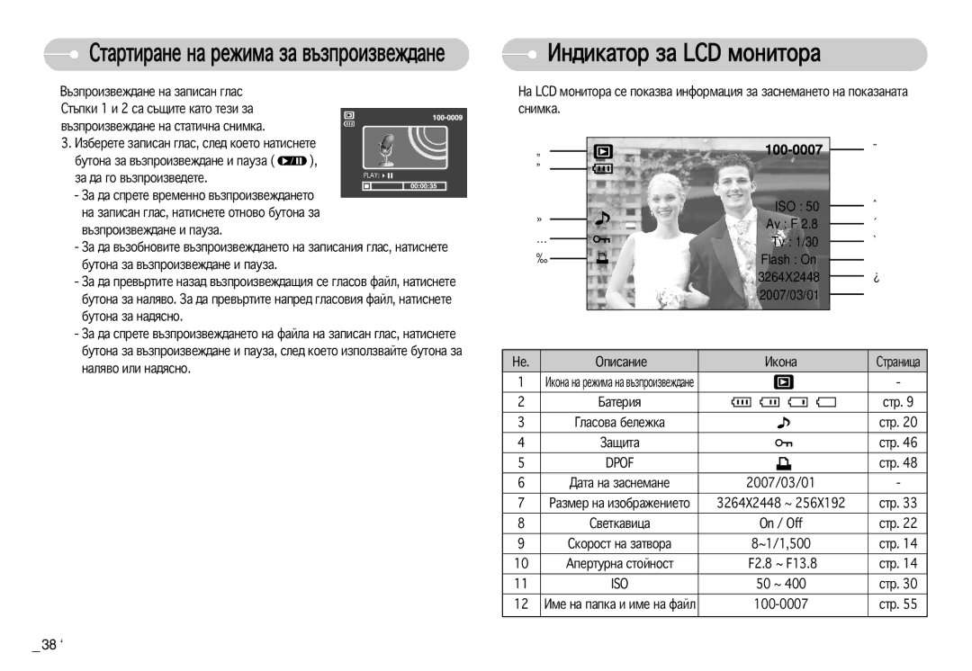 Samsung EC-S830ZBDA/E3, EC-S830ZSDA/E3 manual ‡˘Ëú‡, 2007/03/01, 3264X2448 ~, ‚ÂÚÍ‡‚Ëˆ‡ On / Off, ~1/1,500, F2.8 ~ F13.8 