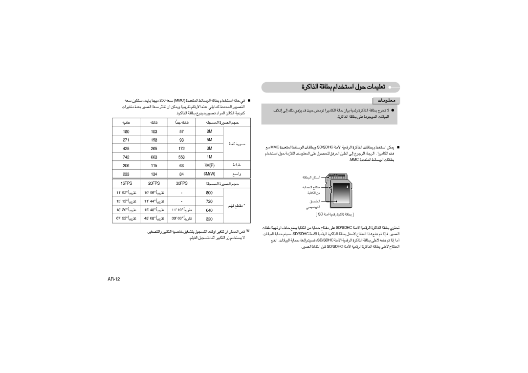 Samsung EC-S850ZSBG/E1, EC-S850ZSBM/E1, EC-S850ZBBM/E1, EC-S850ZBBA/E1, EC-S850ZSBJ/E1 manual ´Uœ¥W UzIW≠, «ßl, ´W∂, AR-12 