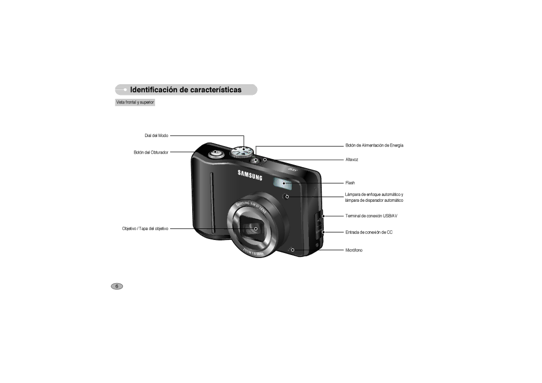 Samsung EC-S850ZBBM/E1, EC-S850ZSBM/E1, EC-S850ZBBA/E1 manual Identificación de características 